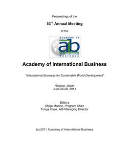 AIB 2011 Proceedings