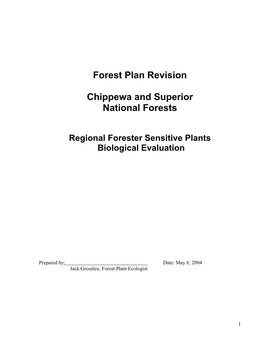 Biological Evaluation for Regional Forester Sensitive Plants