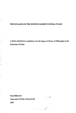 The Dynamics of the Housing Market in Rural Wales