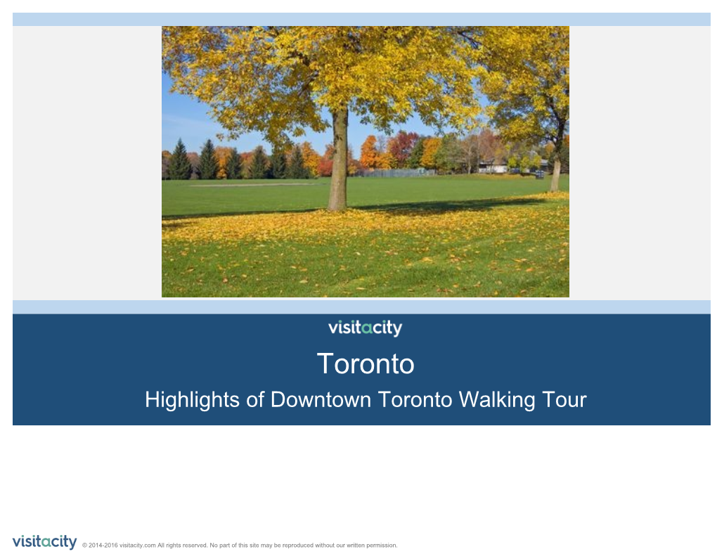 Toronto Highlights of Downtown Toronto Walking Tour