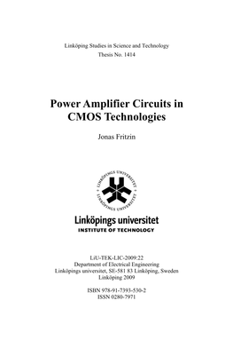 Power Amplifier Circuits in CMOS Technologies