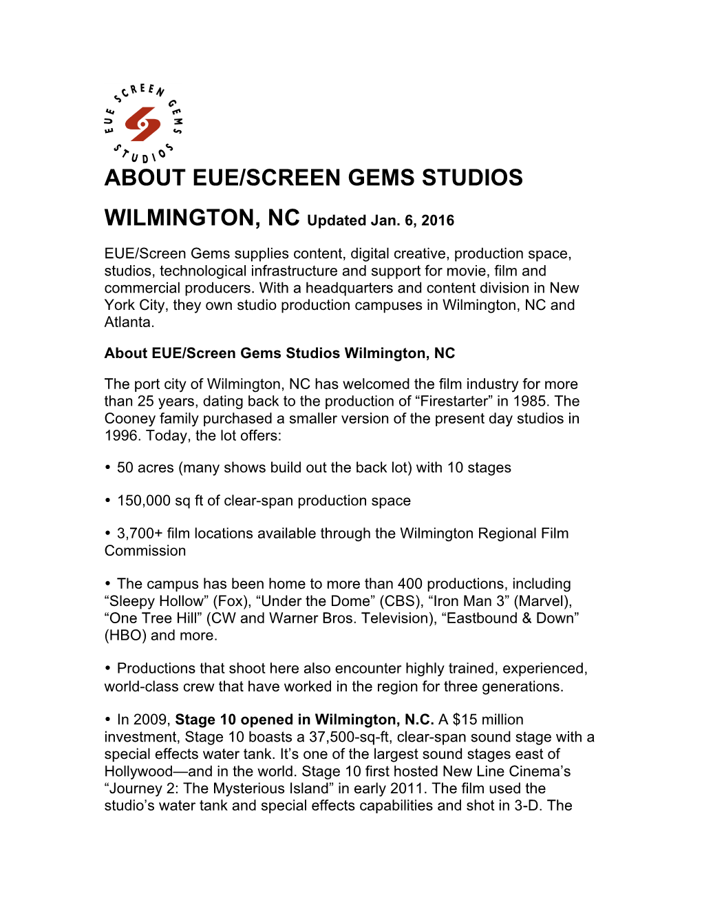 About Eue/Screen Gems Studios