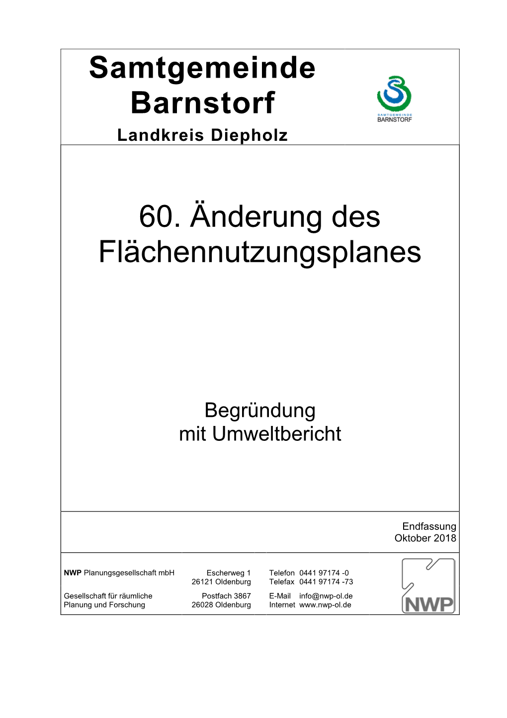 Samtgemeinde Barnstorf 60. Änderung Des Flächennutzungsplanes