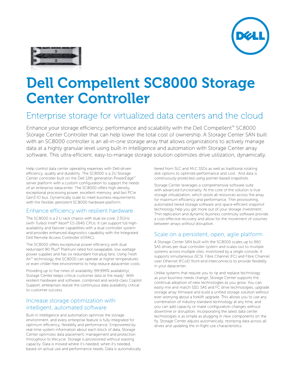 Dell Compellent SC8000 Storage Center Controller