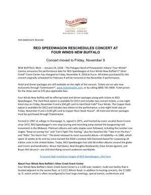 Reo Speedwagon Reschedules Concert at Four Winds New Buffalo
