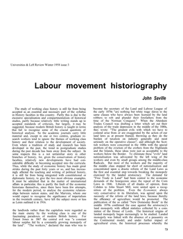 Labour Movement Historiography