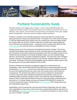Portland Sustainability Guide