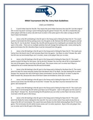 MIAA Tournament DH/ Re- Entry Rule Guidelines