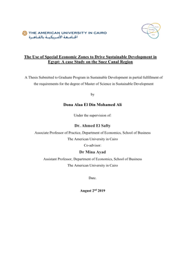 The Use of Special Economic Zones to Drive Sustainable Development in Egypt: a Case Study on the Suez Canal Region