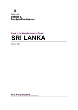 Country of Origin Information Report Sri Lanka March 2008