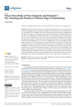 The Teaching and Practice of Tibetan Yoga at Namdroling