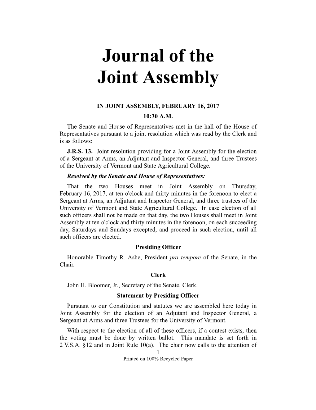 Journal of the Joint Assembly