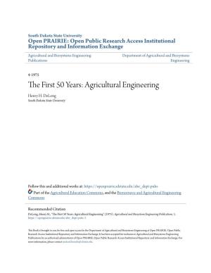 The First 50 Years: Agricultural Engineering