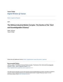 The Military-Industrial-Media Complex: the Decline of the “Alert and Knowledgeable Citizenry”