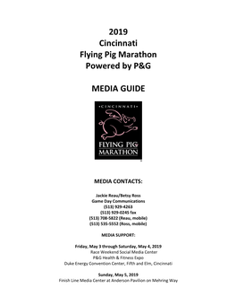 2019 Cincinnati Flying Pig Marathon Powered by P&G MEDIA GUIDE