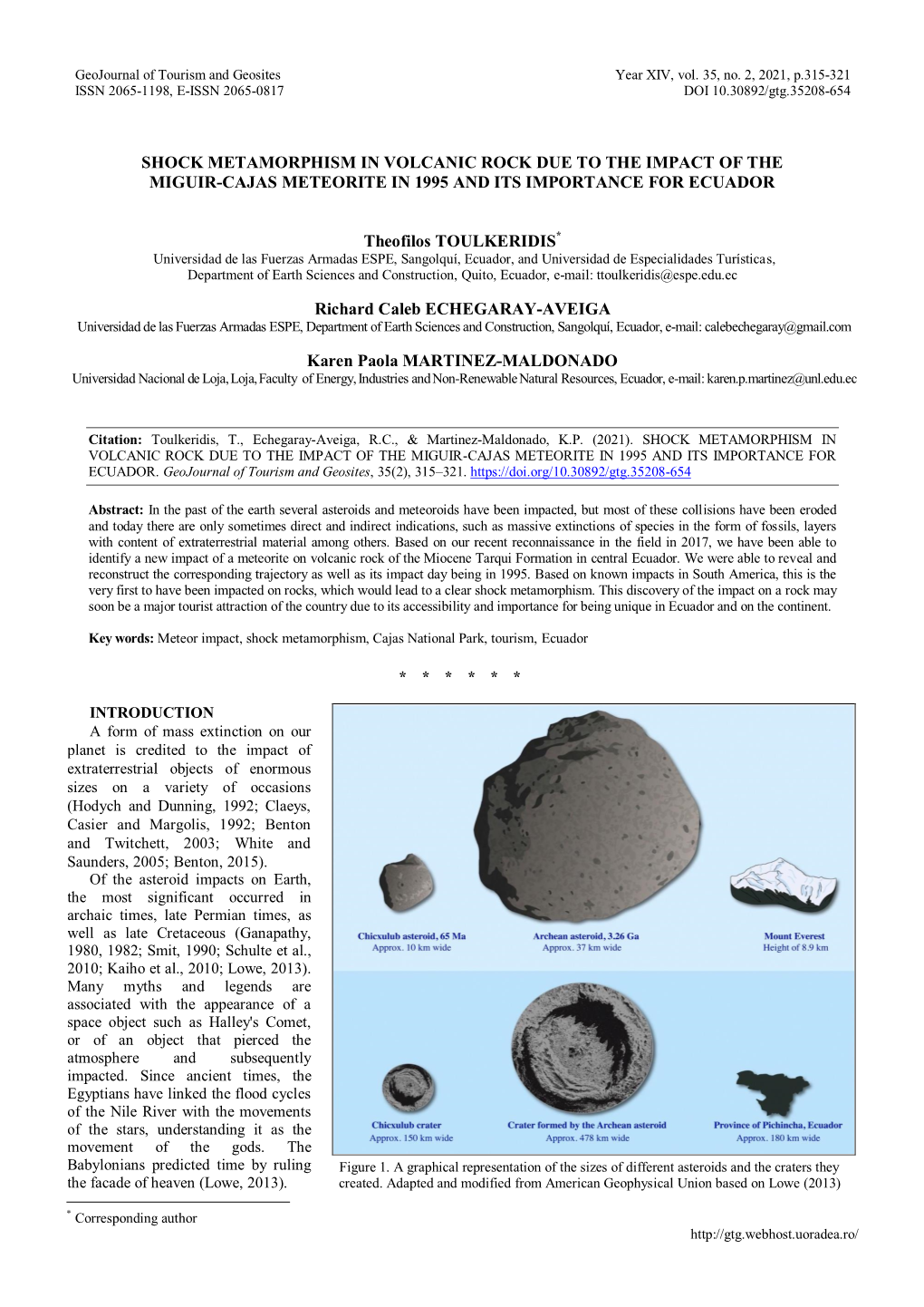 Shock Metamorphism in Volcanic Rock Due to the Impact of the Miguir-Cajas Meteorite in 1995 and Its Importance for Ecuador