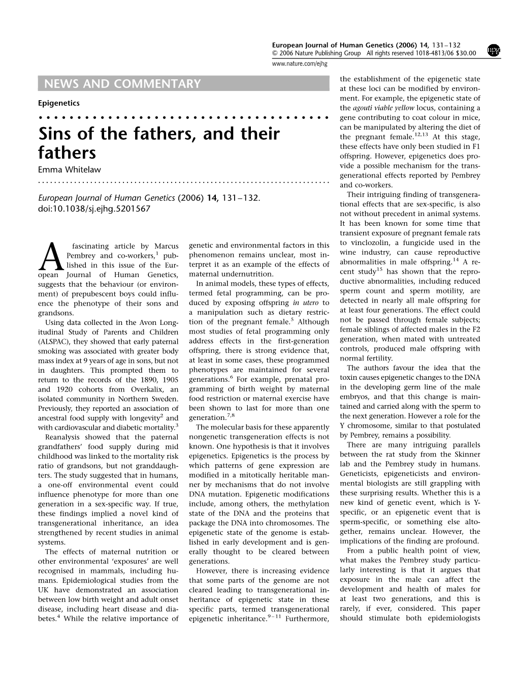 Sins of the Fathers, and Their Fathers