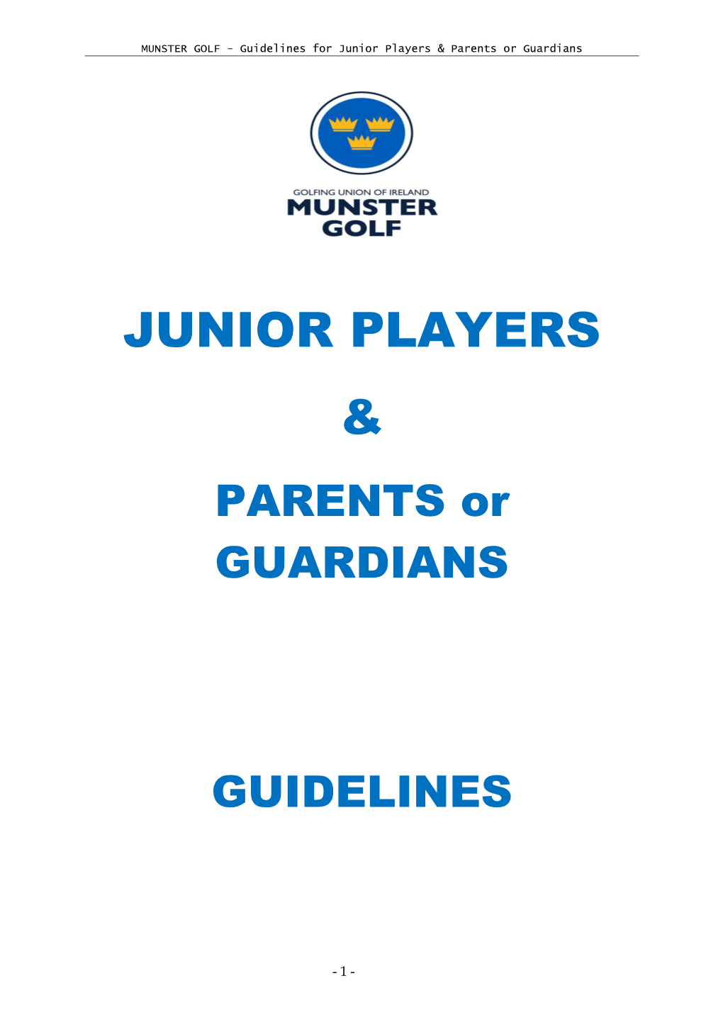 Munster Golf Player and Parents Guidelines.Pdf