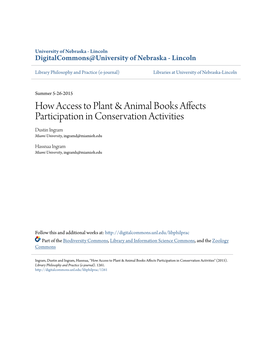 How Access to Plant & Animal Books Affects Participation in Conservation Activities