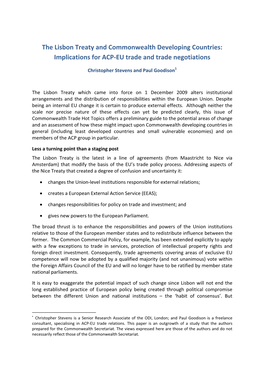 Implications for ACP-EU Trade and Trade Negotiations