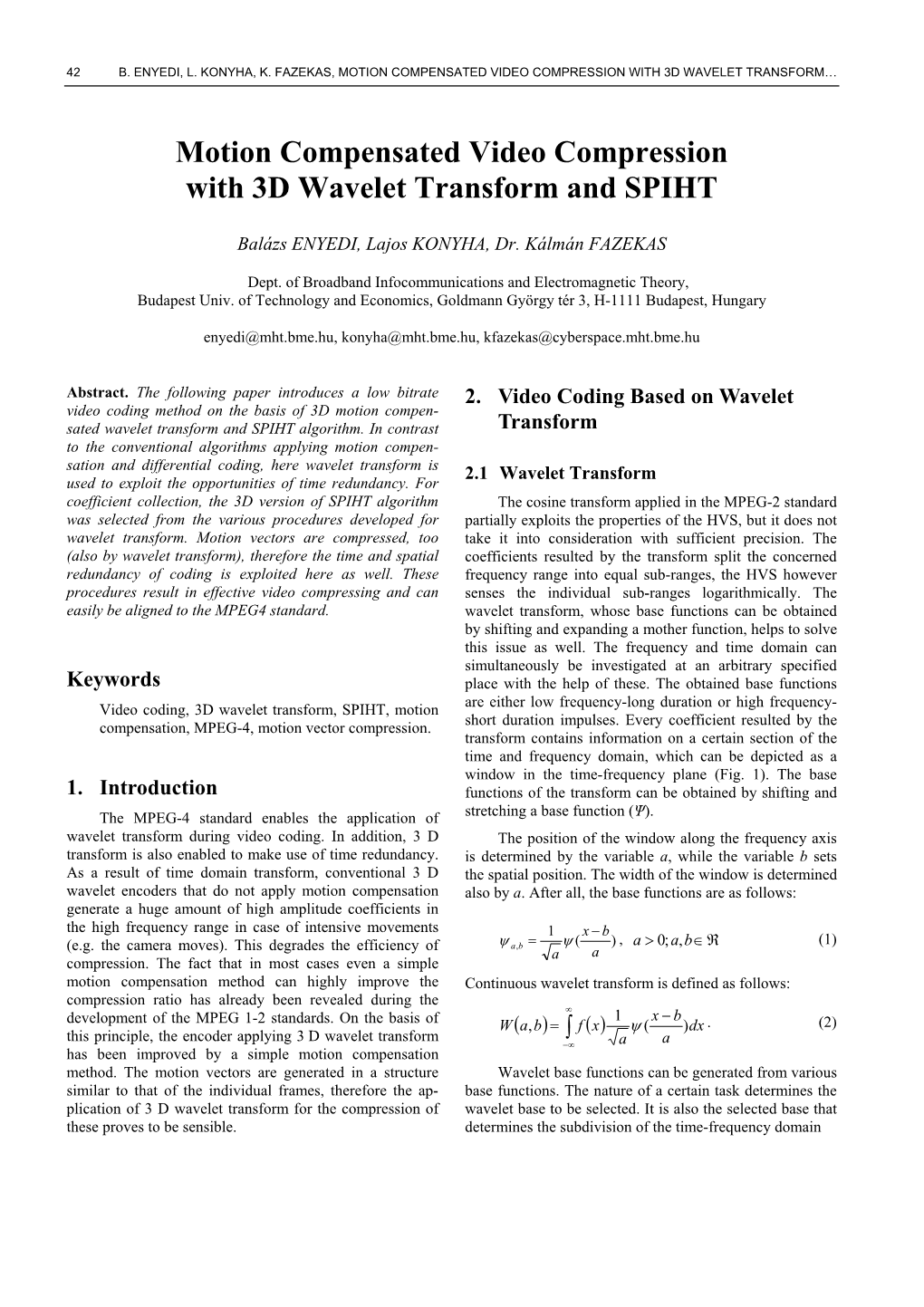 Motion Compensated Video Compression with 3D Wavelet Transform…