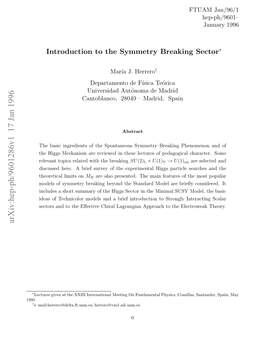 Introduction to the Symmetry Breaking Sector