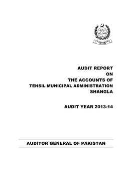 Audit Report on the Accounts of Shangla Audit Year 2013