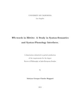 Wh-Words in Hittite: a Study in Syntax-Semantics