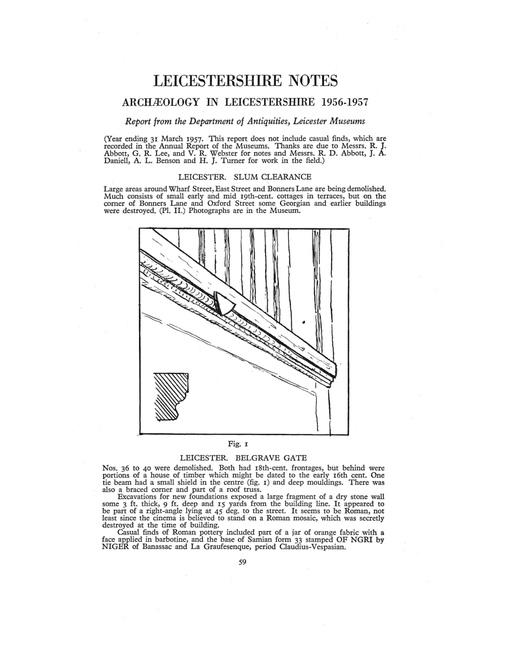 LEICESTERSHIRE NOTES ARCHJEOLOGY in LEICESTERSHIRE 1956-1957 Report from the Department of Antiquities, Leicester Museums