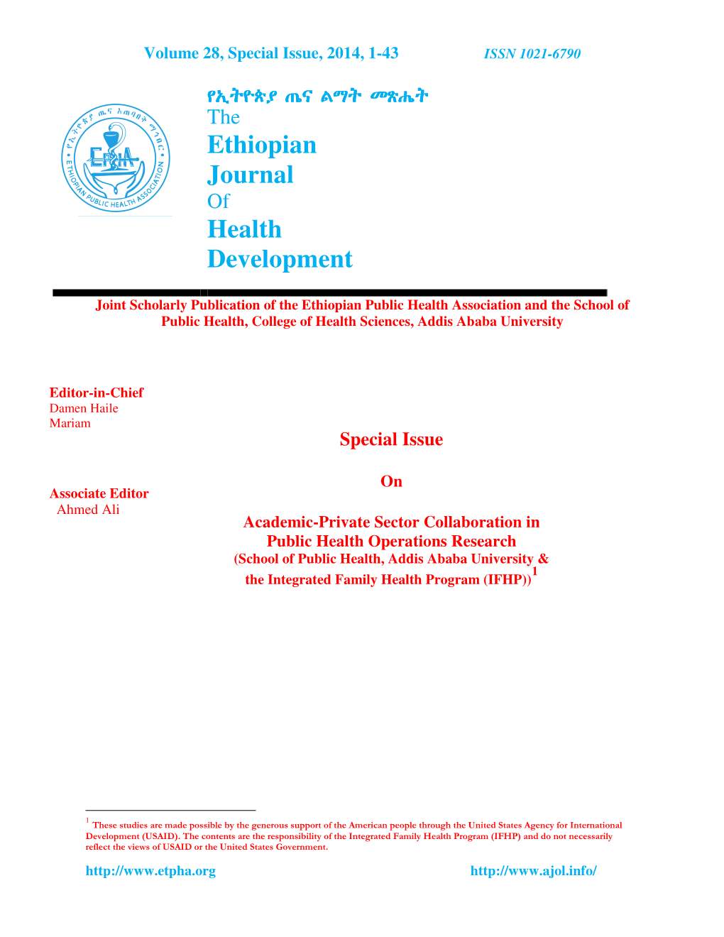 Ethiopian Journal Health Development