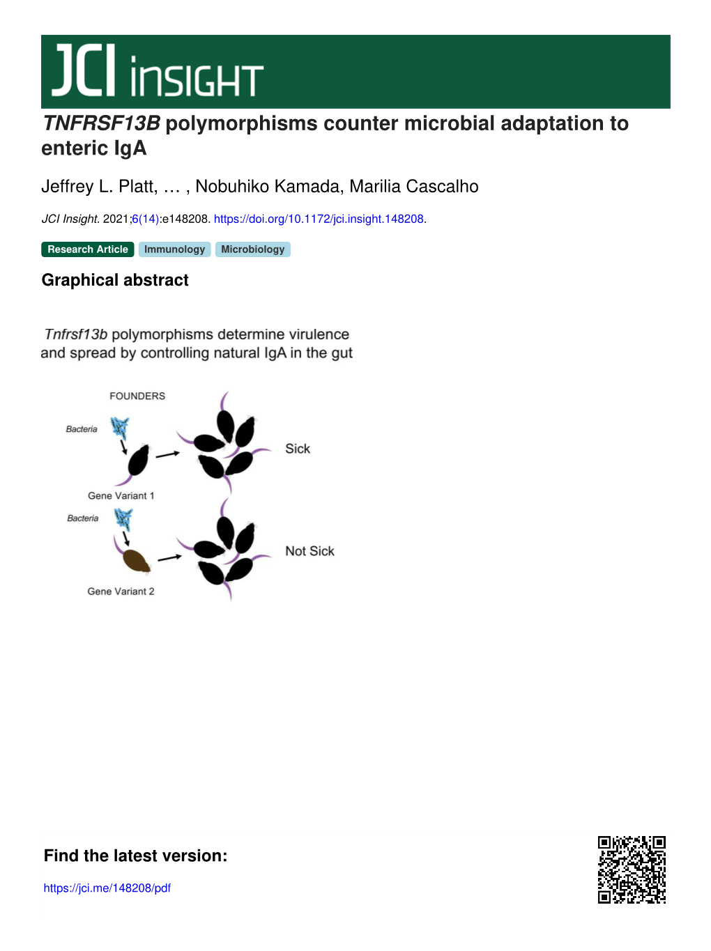 TNFRSF13B Polymorphisms Counter Microbial Adaptation to Enteric Iga