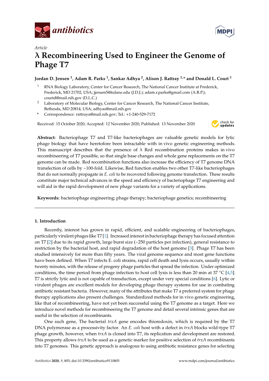 Λ Recombineering Used to Engineer the Genome of Phage T7