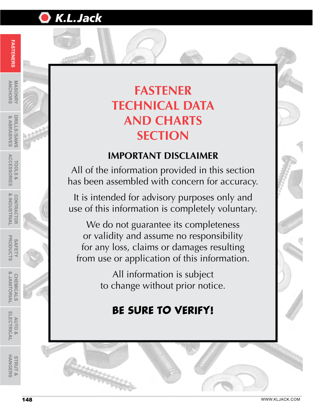 Fastener Technical Data and Charts Section