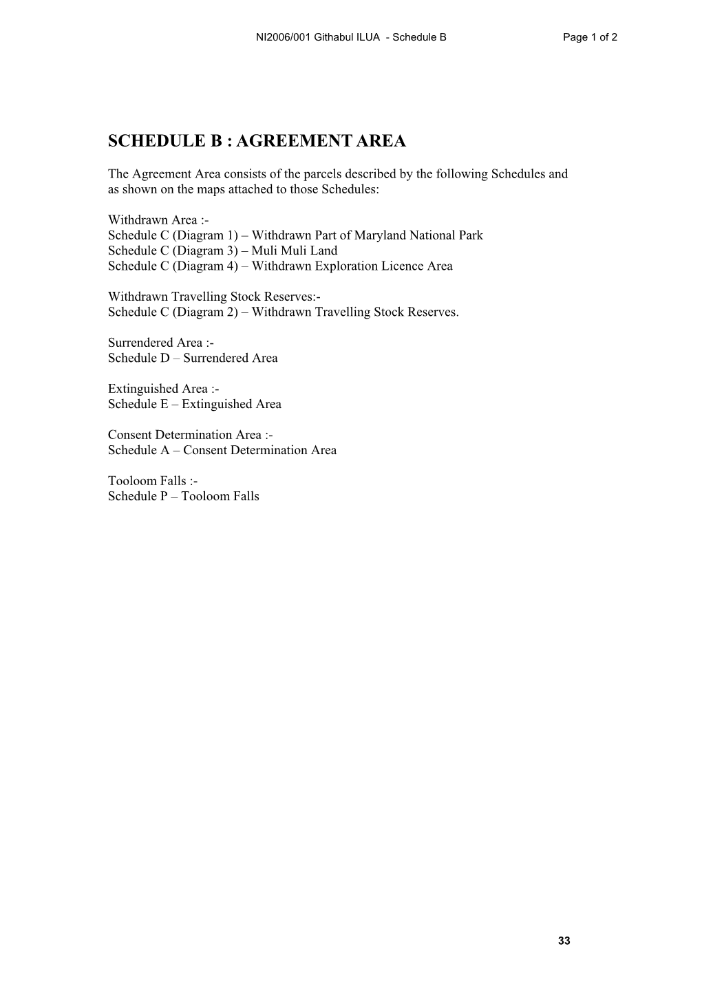 Schedule B : Agreement Area