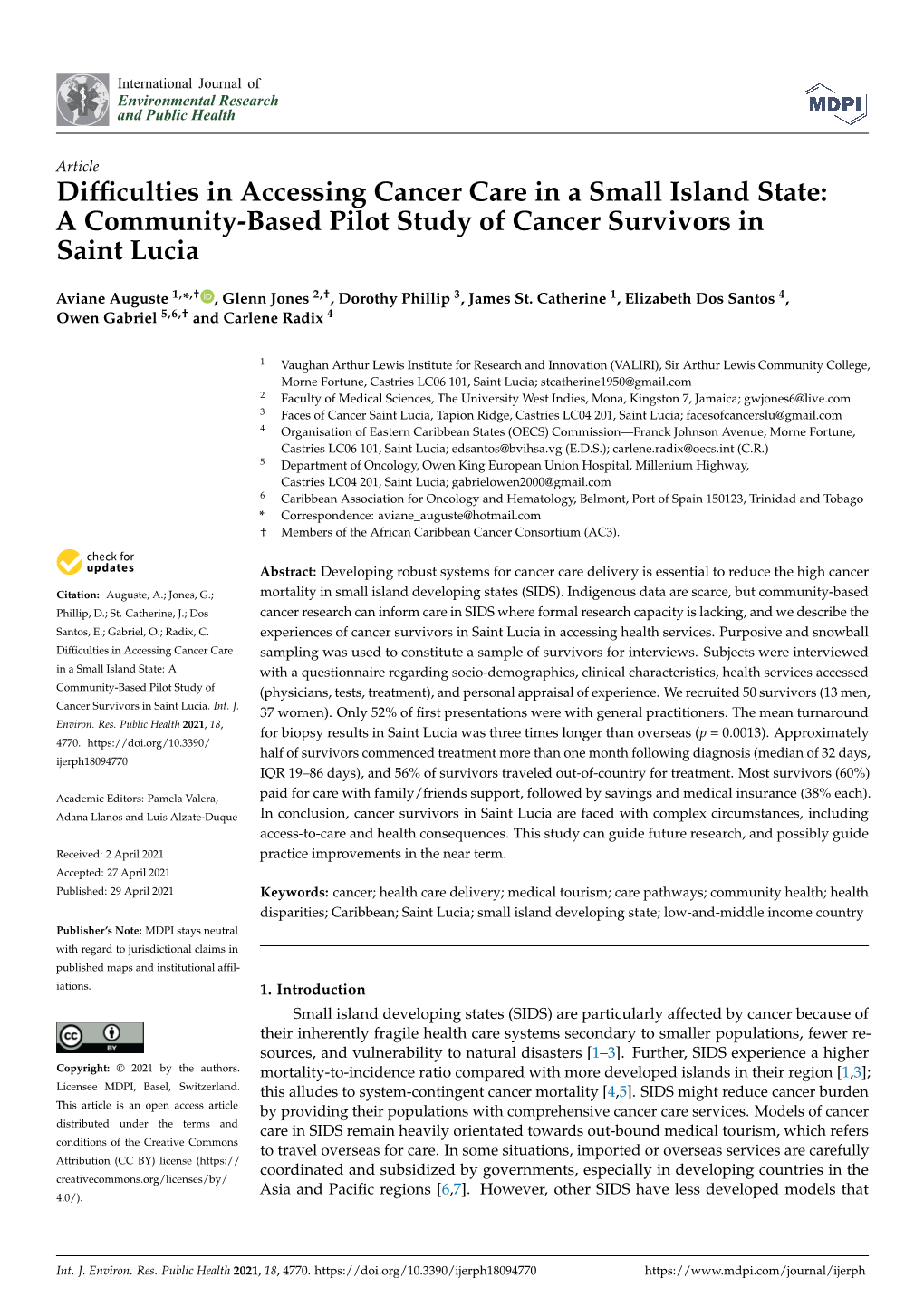 Difficulties in Accessing Cancer Care in a Small Island State: A