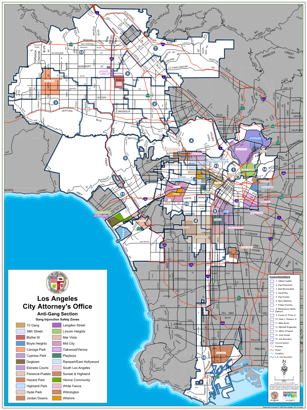 Gang Injunction Curfew Map and Class Action Members