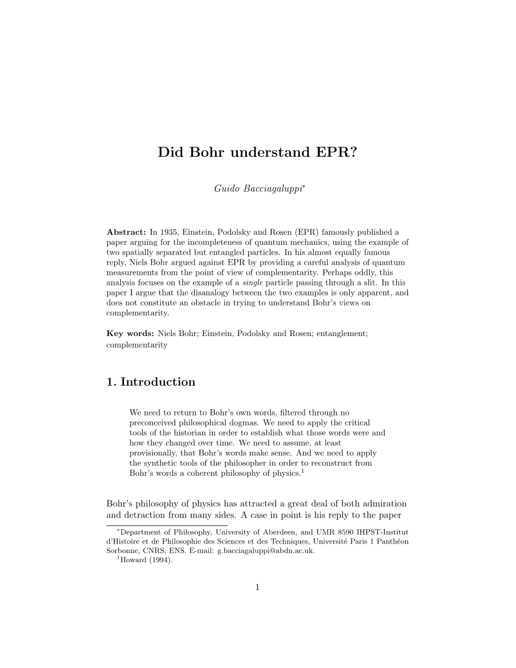 Did Bohr Understand EPR?