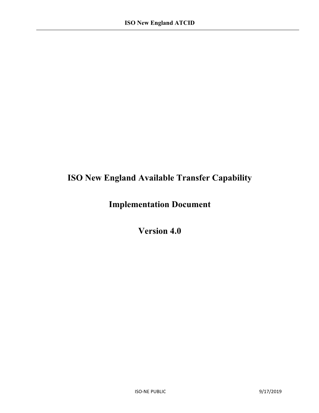 ISO New England Available Transfer Capability Implementation Document
