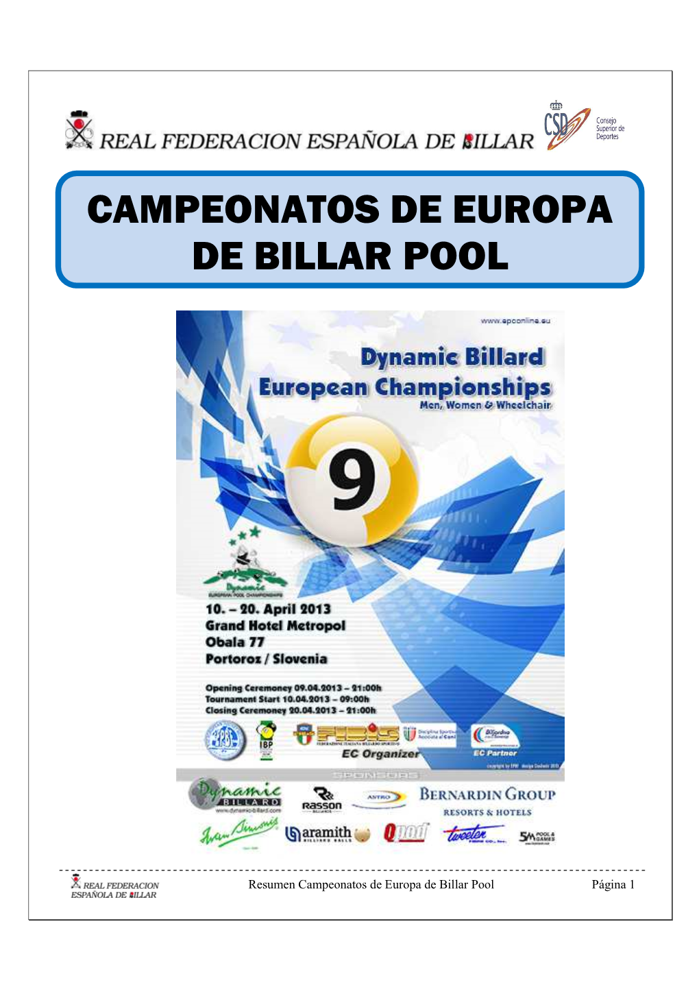 Resumen Ctos. Europa Pool