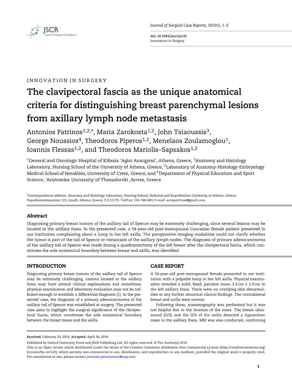 The Clavipectoral Fascia As the Unique Anatomical Criteria For