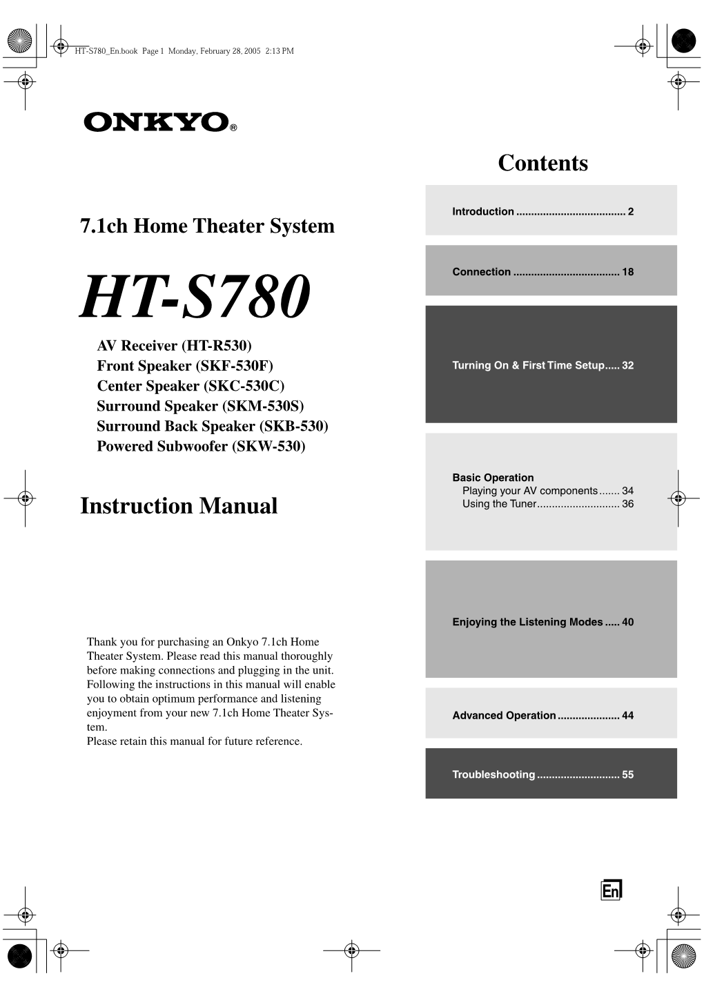 HT-S780 En.Book Page 1 Monday, February 28, 2005 2:13 PM