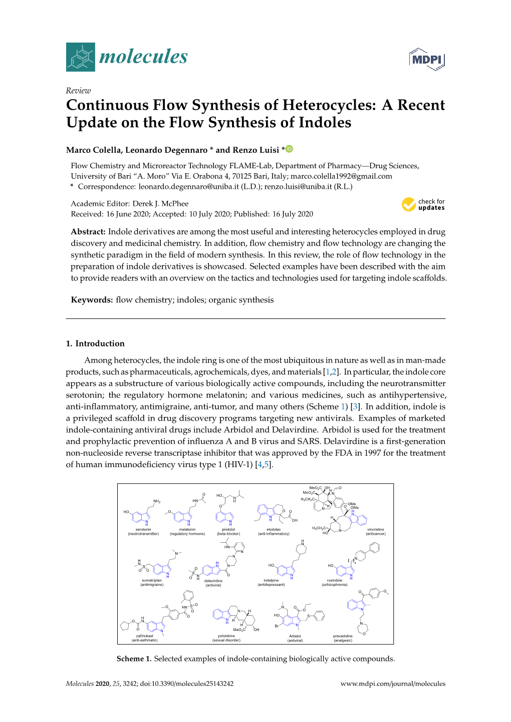 Continuous Flow Synthesis of Heterocycles: a Recent Update on the Flow Synthesis of Indoles