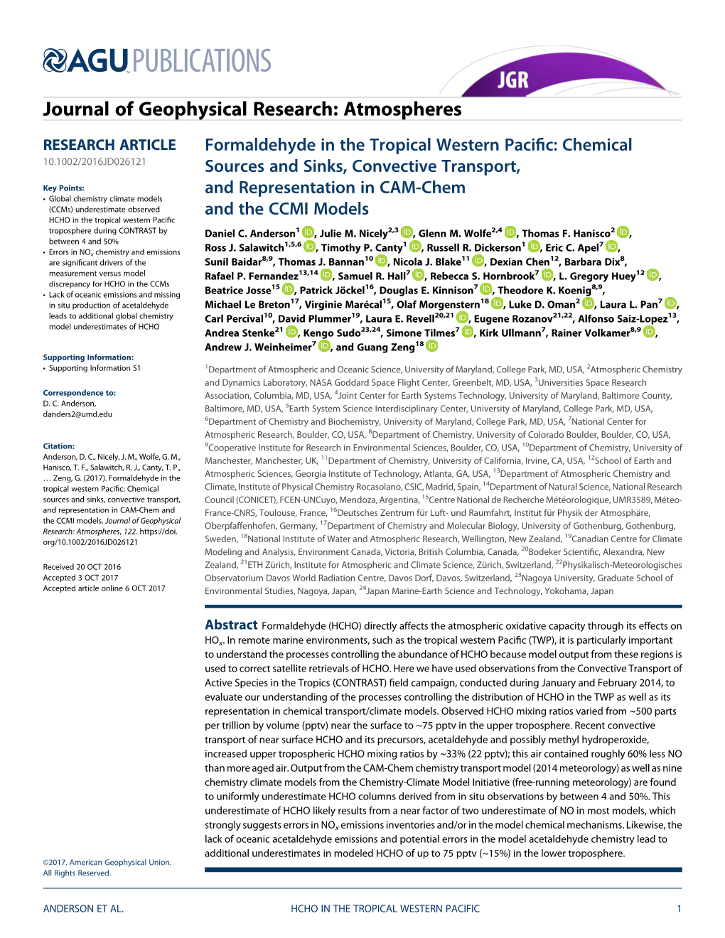 Formaldehyde in the Tropical Western Pacific: Chemical Sources And