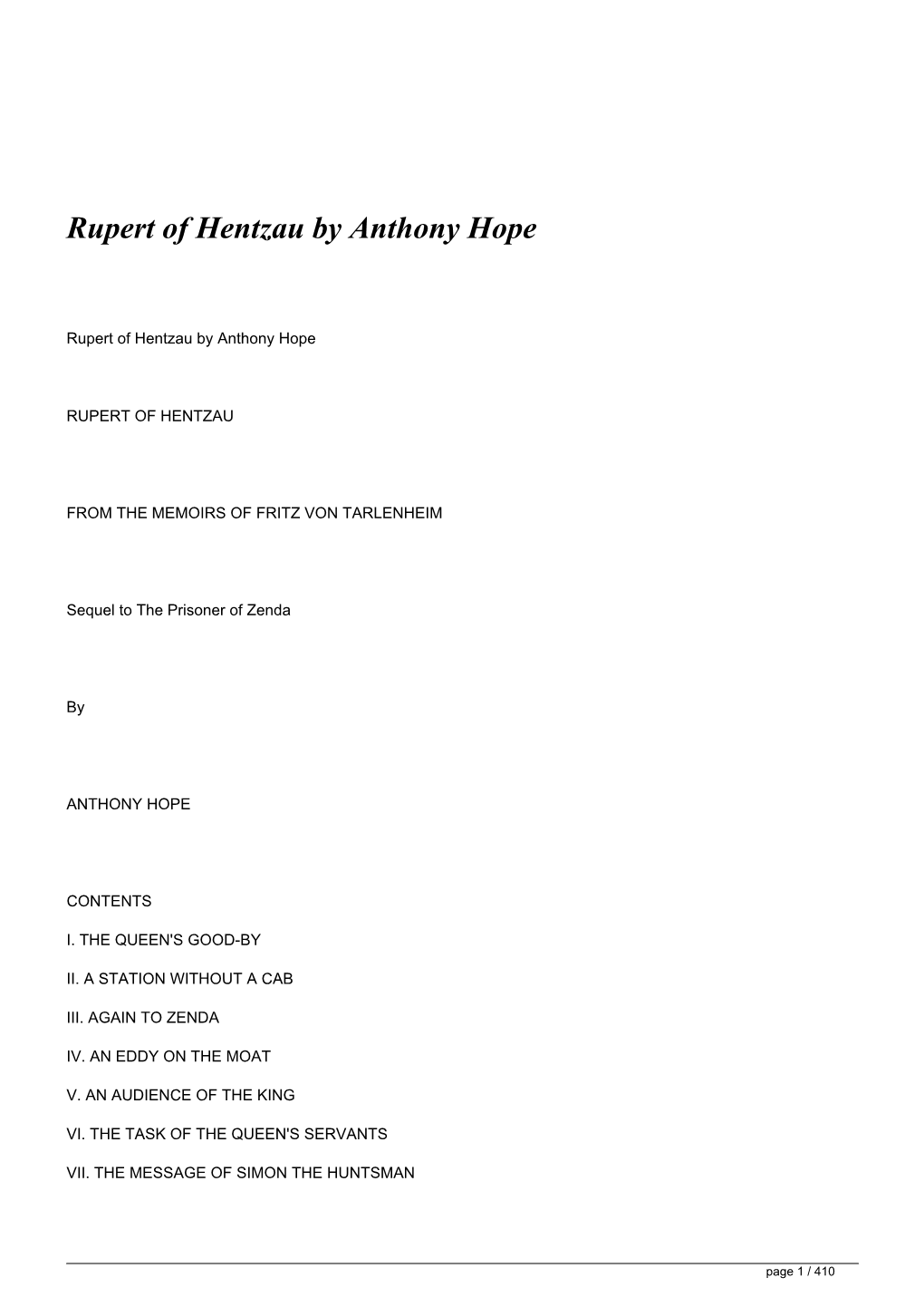 Download Rupert of Hentzau