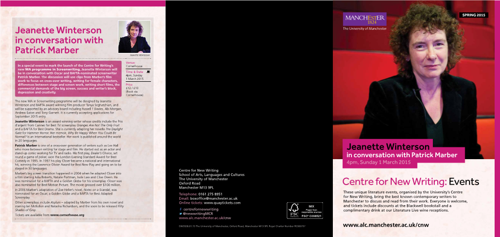 Centre for New Writing: Events