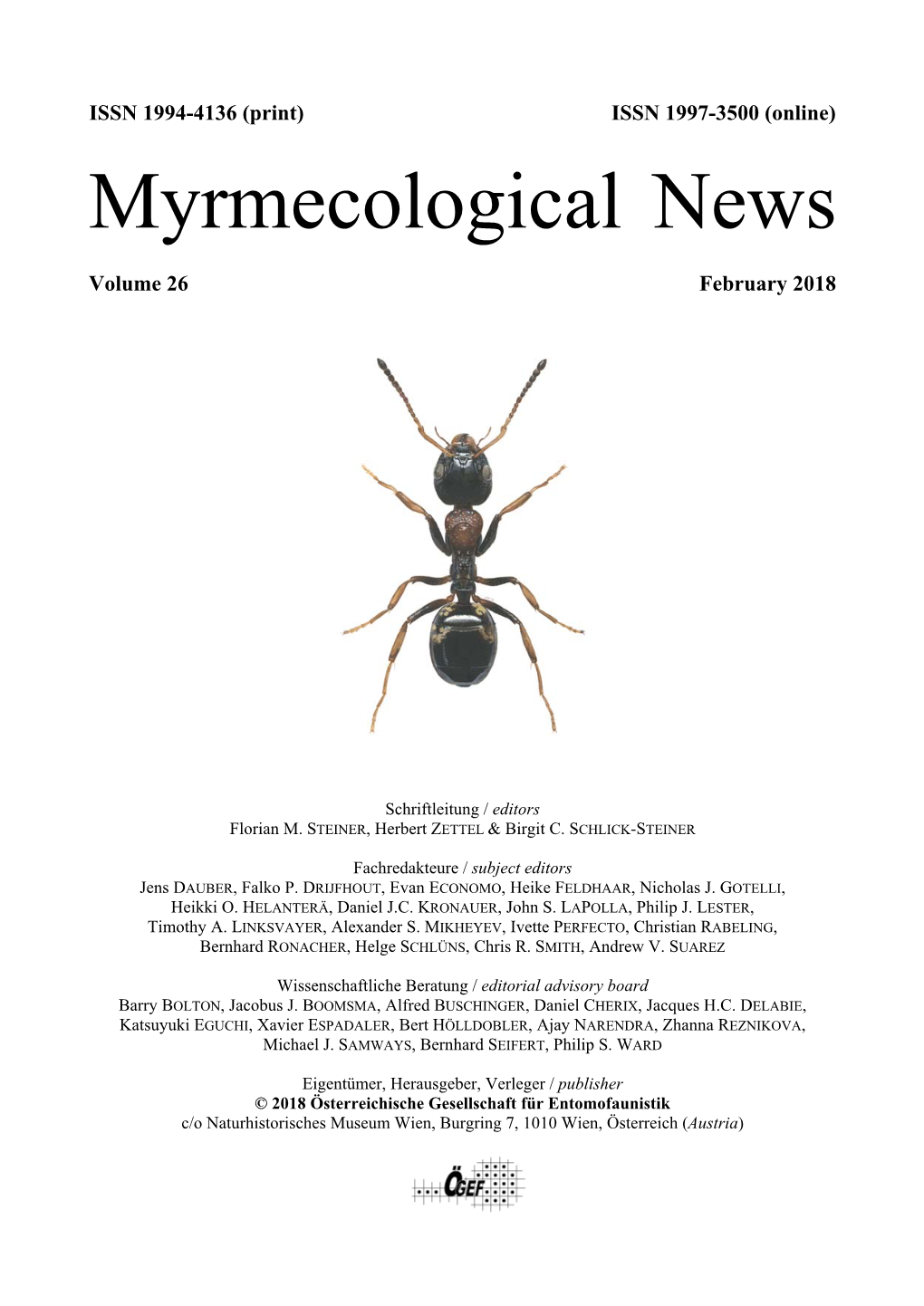 Myrmecological News