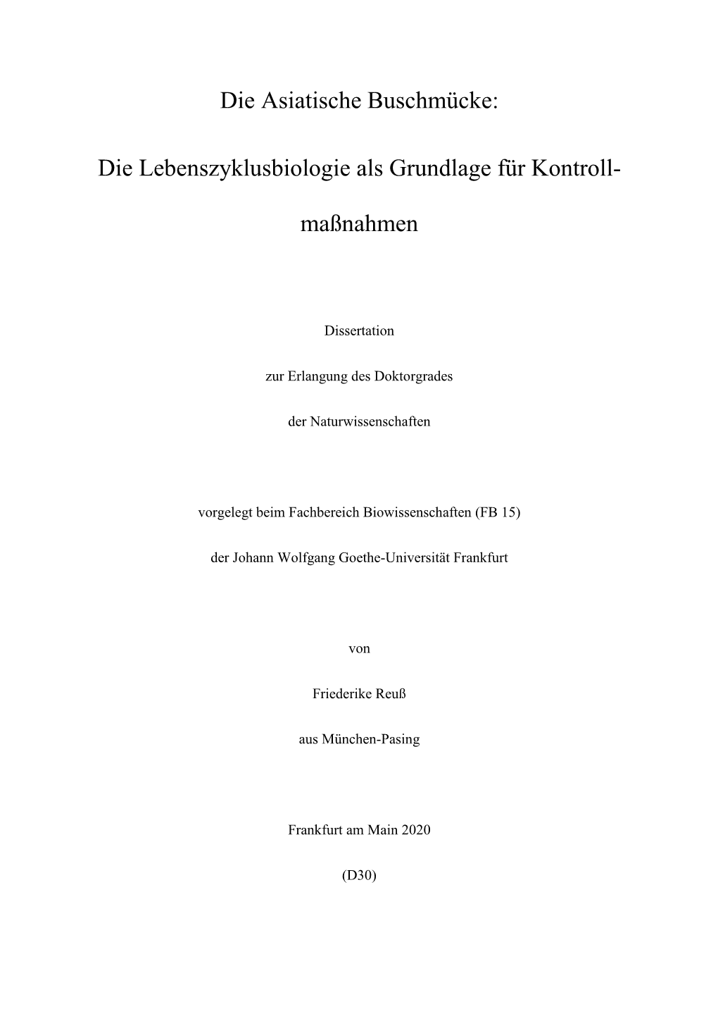 Die Asiatische Buschmücke: Die Lebenszyklusbiologie Als