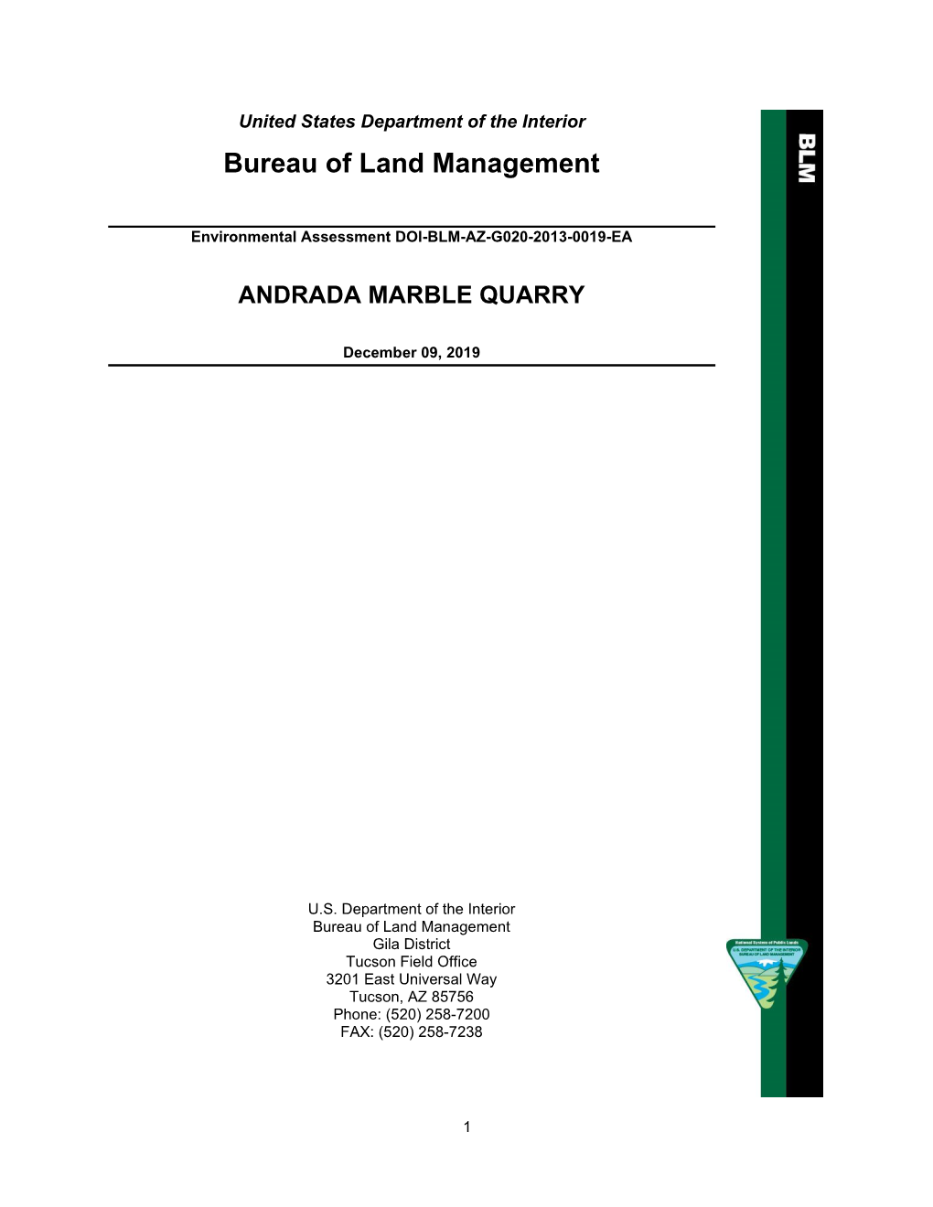 Andrada Quarry Expansion Environmental Assessment