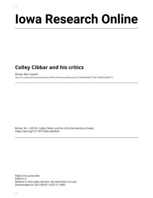 Colley Cibber and His Critics