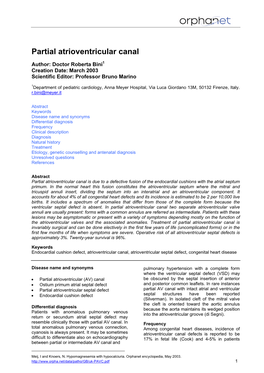 Partial Atrioventricular Canal